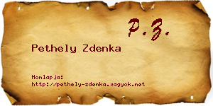 Pethely Zdenka névjegykártya